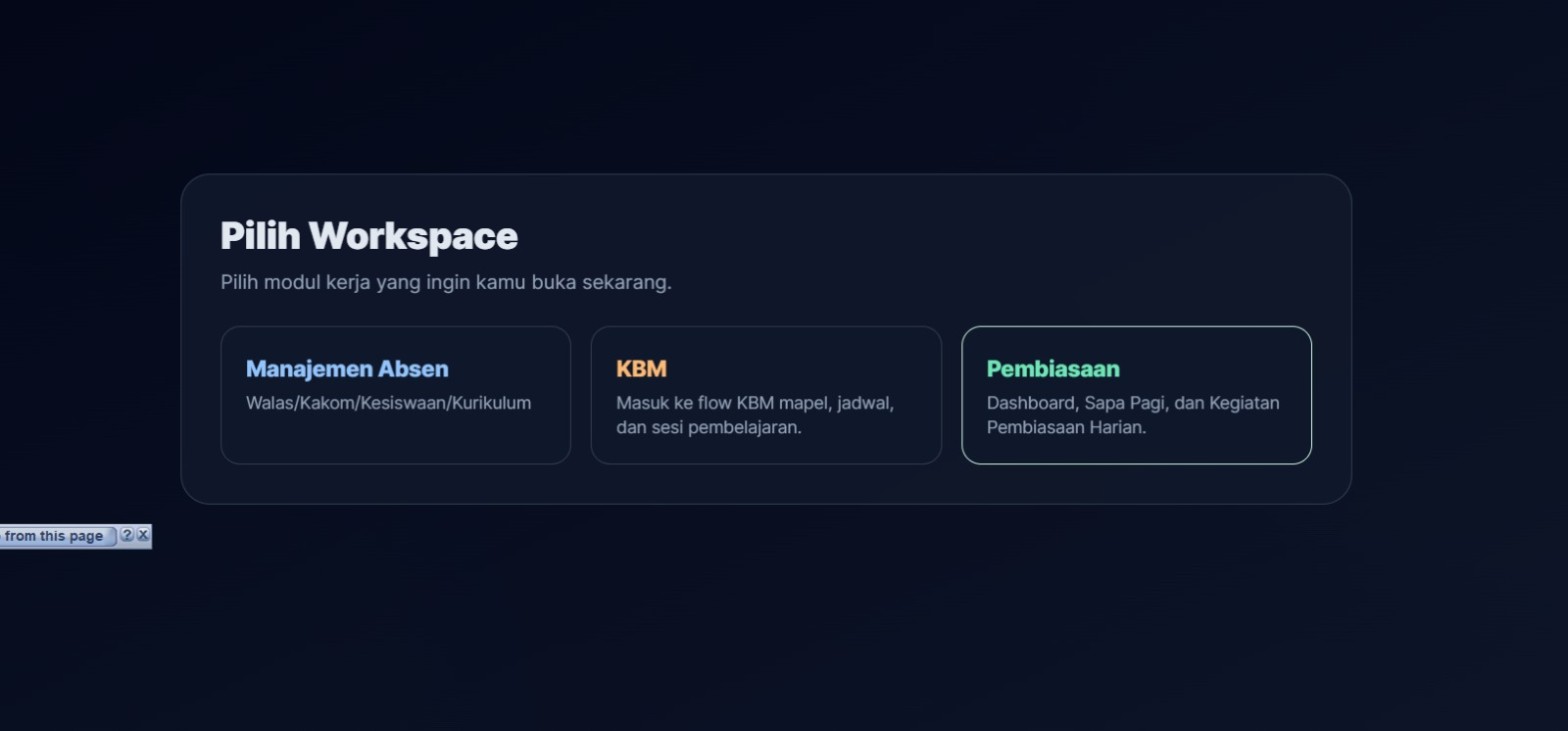 Dashboard Mapel Jingga Asik menampilkan progress penutupan sesi, jadwal hari ini, dan menu operasional guru